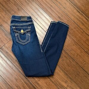 True Religion Navy Skinny Jeans with Contrast White Stitching